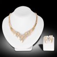 thumbnail image 2 of NUZYZ Women Gold Plated Rhombus Shape Necklace Earrings Rhinestones Jewelry Set, 2 of 8