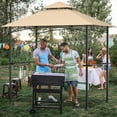 thumbnail image 4 of Gymax 8' x 5' BBQ Grill Gazebo 2-Tier Barbecue Canopy Vented Top Shelves Shelter Khaki, 4 of 10