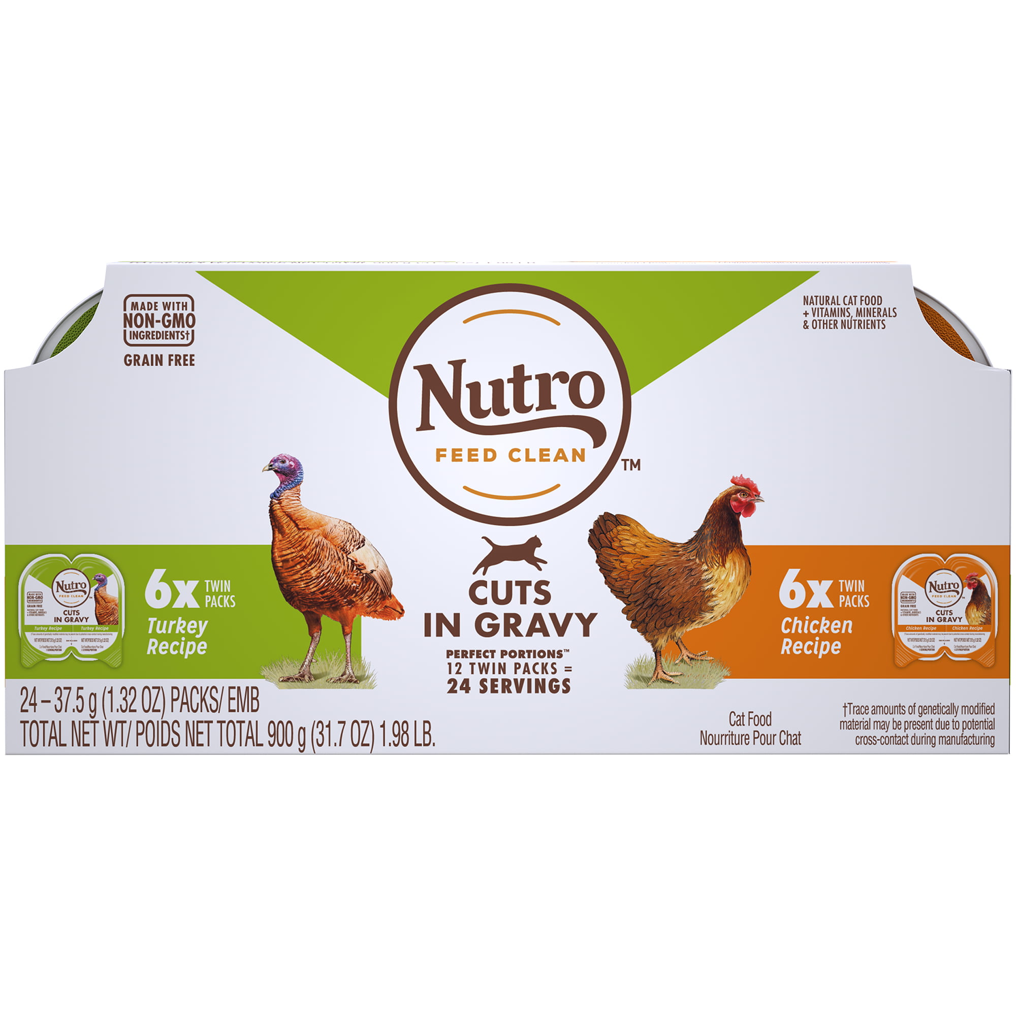 (12 Pack 24 Servings) NUTRO Grain Free Natural Wet Cat Food Pate