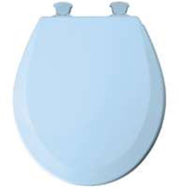 46EC034 Toilet Seat Round Wood Sky Blue