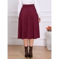 thumbnail image 3 of DARING DIVA Women's High Waist A Line Midi Skirts with Pockets Small Burgundy, 3 of 6