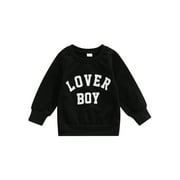 hirigin Little Boys Hoodie Letter Printing Long Sleeve Round Collar Tops