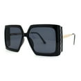 thumbnail image 2 of Womens Oversized Rectangle Butterfly Fashion Designer Sunglasses All Black, 2 of 4