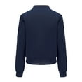 thumbnail image 4 of IROINNID Women's Casual Short Jacket Stand Collar Solid Color Jacket Long Sleeve Outwear, Navy, 4 of 9