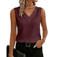 thumbnail image 2 of Womens Dressy Business Tank Tops V Neck Casual Cami Sleeveless Camisole Blouses Summer Basic Tank Shirt Deep Red L, 2 of 6