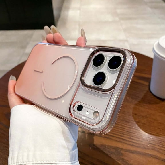 For iPhone 17 Pro Magnetic Phone Case,Cute Gradient Two-color Clear Back Design,Compatible with Mag-Safe,Ultra Slim Anti-Scratch Shockproof Protection Rugged Thin Fit Phone Case,Gold