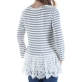 thumbnail image 4 of MAISON JULES Womens Gray Rayon Lace Striped 3/4 Sleeve Jewel Neck Top Size: S, 4 of 4