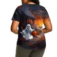 thumbnail image 3 of Plus Size Women's Halloween Ghost Printed T-Shirt Summer Fall Crewneck Short Sleeve Graphic Tee Tops M-5XL, 3 of 6