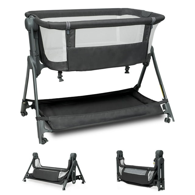 Mesita de cama Bassinet DEYGIA con altura ajustable y espacio de almacenamiento