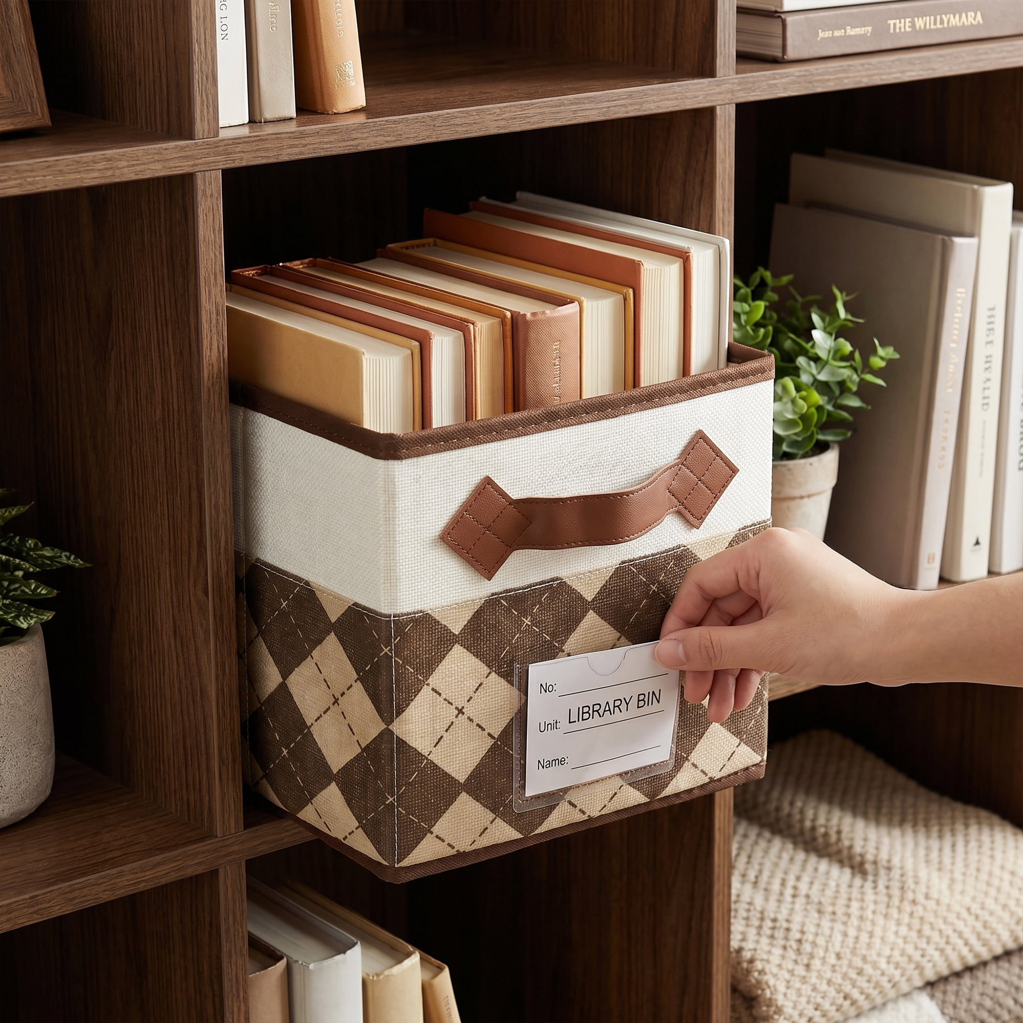 Unique Bargains Cube Collapsible Storage Basket for Organizing Clothes Books Beige Coffee