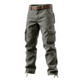 thumbnail image 2 of Xdegoge Mens Cargo Pants Adjustable Waist Straight Leg Trousers Classic Canvas Pant Lightweight Casual Streewear Trendy Vintage Loose Workout Trouser with Pockets, 2 of 3