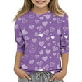 thumbnail image 2 of Spazoro Toddler Girls 3/4 Sleeve Shirts, Spring and Fall Love Print Casual Round Neck Fashionable Tops for Girls Multicolor Size 3-4T, 2 of 5