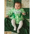 thumbnail image 5 of Loicainy Baby Toddler Girl Irish Plaid Rompers 3 6 12 18 Months Long Sleeve Crew Neck Letters Embroidery Shamrock Print Bow Decor Spring Bubble Jumpsuit, 5 of 10