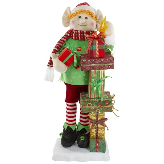 Northlight Lighted Animated Musical Santa's Elf with Star and Presents Christmas Figure - 30"