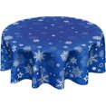 thumbnail image 1 of Winter Blue Snowflake Tablecloth Blue and White Round Tablecloth 60 Inch Snow Winter Table Cloth for Farmhouse Kitchen Decor Polyester Fabric Christmas Table Cover for Holiday Party Outdoor Camping, 1 of 6