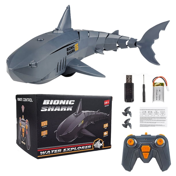 Forhome RC Shark Bateau Jouet,2.4 GHz Jouets RC Requin Flexibles,Jouet de Piscine d'eau Requin Electrique,Télécommande RC Requin Speedboat,Cadeau de Piscine pour Enfants,pour Enfants et Adultes