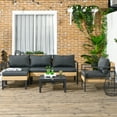 thumbnail image 2 of Outsunny Ensemble de Conversation en Osier d'Extérieur avec Canapé, Chaise, Tabouret, Table, 2 of 10