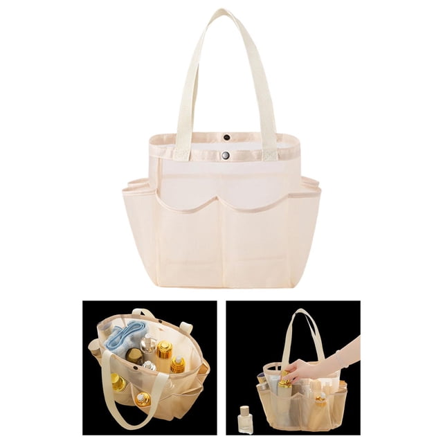 Elodie Mesh Shower Tote with 2 Handles Quick Dry Portable for Travel Beach Camping Beige