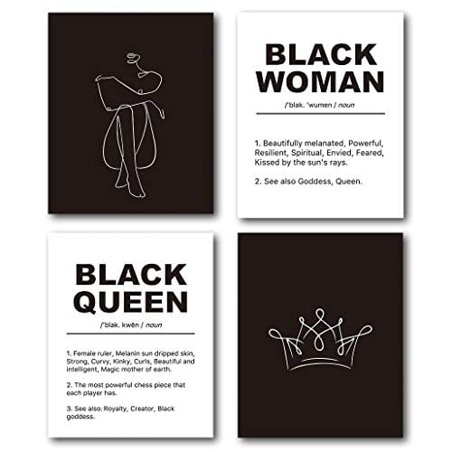 Inspirational Quotes For Black Queens Xuwell Inspirational Quotes Abstract Line Black Queen Woman Wall Art  Prints, Modern Minimalist Wall Art Decor For Black Women Bedroom Bathroom,  8 X 10 Inch Set Of 4 Prints, Unframed - Walmart.com