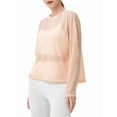 thumbnail image 3 of Blusa de Entrenamiento Holgada de Larga con Transparente para Mujer, Cuello Redondo y Mangas Largas Naranja Rosa M, 3 of 10