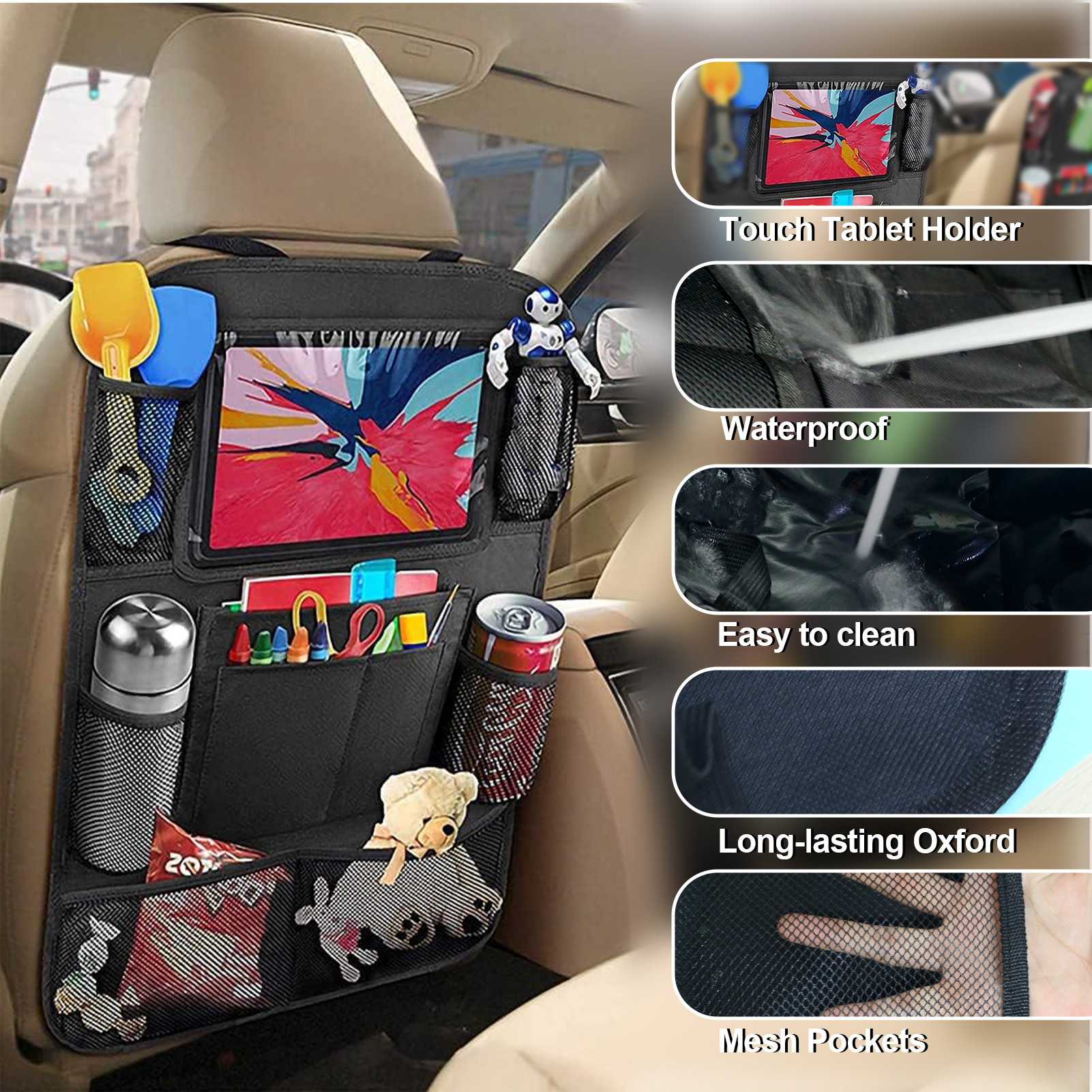 CYRICO Car Backseat Organizer, 2-Pack, with Tablet Holder photo 4