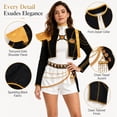thumbnail image 4 of Pop Star Cosplay Costume for Women, Black Gold Military Jacket Shorts Set for Stage & Halloween Theme Party, 4 of 7