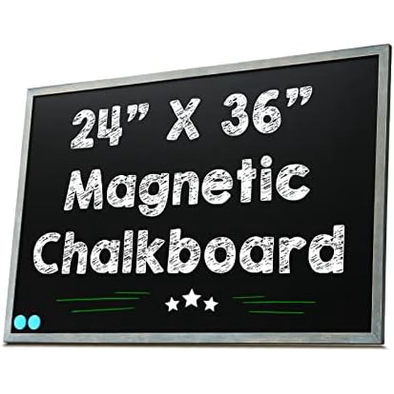 24 x 36 Magnetic Chalkboard Blackboard - Large Hanging Framed Wall Chalk Board w/Wooden Frame - Rustic 2x3 Wall Black Board to Use at Home and Office - Includes Magnets (Dusty Blue)…$$Office