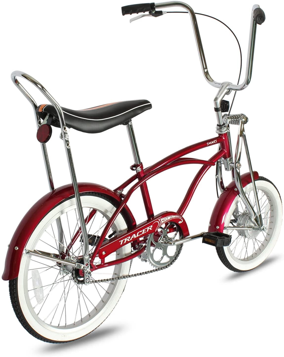 Wonder Wheels 16" Lowrider Hi-Ten Steel Drum Brake Single Speed Bicycle, Bike, One Piece Crank Alloy Rims - Red