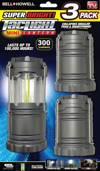 Bell + Howell Taclight Mini Cob Led Camping Lantern, Super Bright Portable Survival Lanterns, Collapsible and Emergency Light for Hurricane Storms Outages and Outdoor, As Seen on TV, 3 Pack