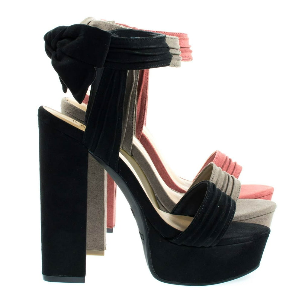 bamboo block heel sandals