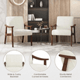 thumbnail image 4 of Corduroy Accent Chair, Mid-Century Modern Armchair with Solid Wood Legs, Reading Leisure Chair with High Back for Living Room Bedroom Waiting Room Beige, 4 of 5