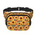 thumbnail image 1 of Balery Diamond Bohemian Sunflower Mochila Cinturón para Mujeres y Hombres, Bolsa de Cintura Impermeable de Doble Capa con Correa, 1 of 8