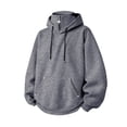 thumbnail image 6 of LYSMORA Men's Half Zip Pullover Hoodie, Rivet Decor Front Pocket Long Sleeve Loose Casual Athletic Solid Sweatshirt, 6 of 7