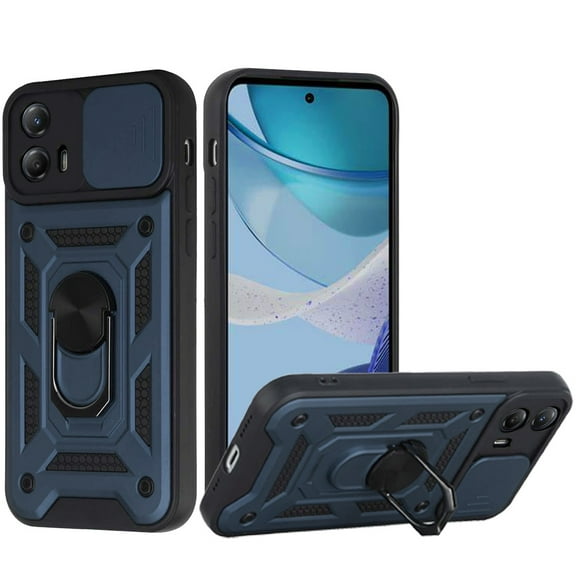 For Motorola Moto G 5G 2023 Hybrid Cases with Slide Camera Lens Cover Ring Holder Kickstand Rugged Dual Layers Cover ,Xpm Phone Case [ Blue ]