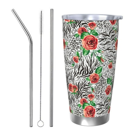 

Goofa Roses Mixed Zebra 1 for 20 oz Skinny Tumbler Stainless Steel Coffee Mug Slim Vacuum Insulated Travel Cup Car Cup-Straw Three-piece Set