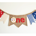 thumbnail image 4 of Polka Dot Gingham Fabric Banner with Felt Ball Trim and One Cookie Decoration, First Birthday Party Decorations, Party Backdrop, Photo Background, Event Decor, Birthday Party Supplies, 4 of 7