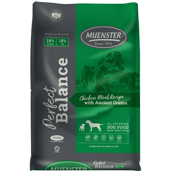 Muenster Perfect Balance Ancient Grains Chicken Dog Food, All Life Stages, 25 lb Bag