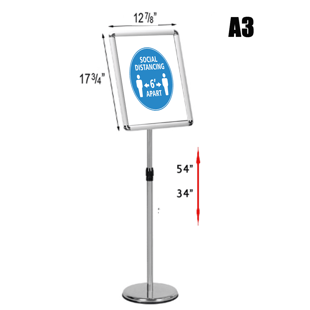 HeavyDuty Floor Standing Sign Holder 11"x17", 2 Pack, Silver,Poster