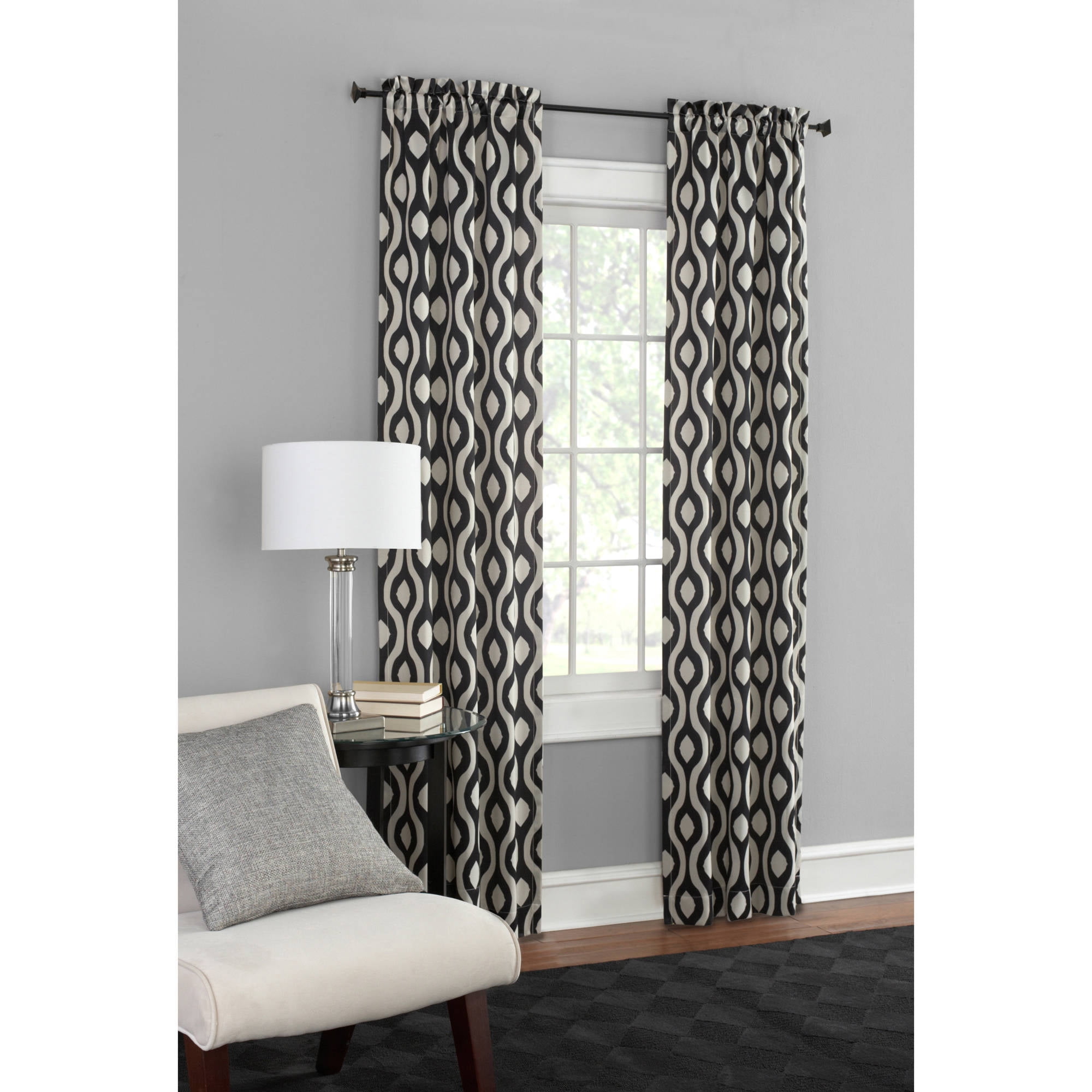 Mainstays Blackout Print Woven Window Curtains, Set of 2 - Walmart.com - 