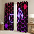 thumbnail image 2 of Musical Notes Blackout Curtains Black Purple Curtains, Neon Gradient Honeycomb Curtains & Drapes Music Theme Living Room Curtains, Glowing Pink Hexagon Window Curtains Popstar Bedroom Decor, 2 of 6