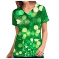 thumbnail image 2 of BiZtdJrK Womens Scrub Tops 2025 St Patricks Day Clover Print Tees V Neck Short Sleeve Medical Nursing Working Uniform Casual Holiday Outfits Multicolor S Back Packs Sales for School, 2 of 5