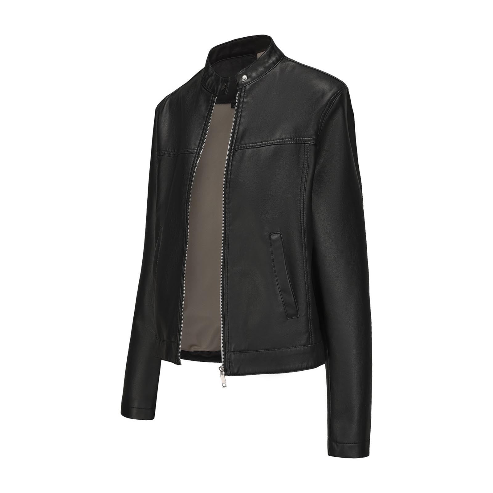 DAFPZW Faux Leather Short Jacket Women Fall and Winter Fashion