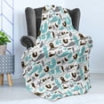 thumbnail image 4 of Whales Soft Flannel Fleece Throw Blanket, Rhythmic Jellyfish and Fish Animals Abstract Waves on Plain Backdrop, Cozy Plush for Indoor and Outdoor Use, 50" x 70", Seafoam and Dark Cocoa, by Ambesonne, 4 of 5