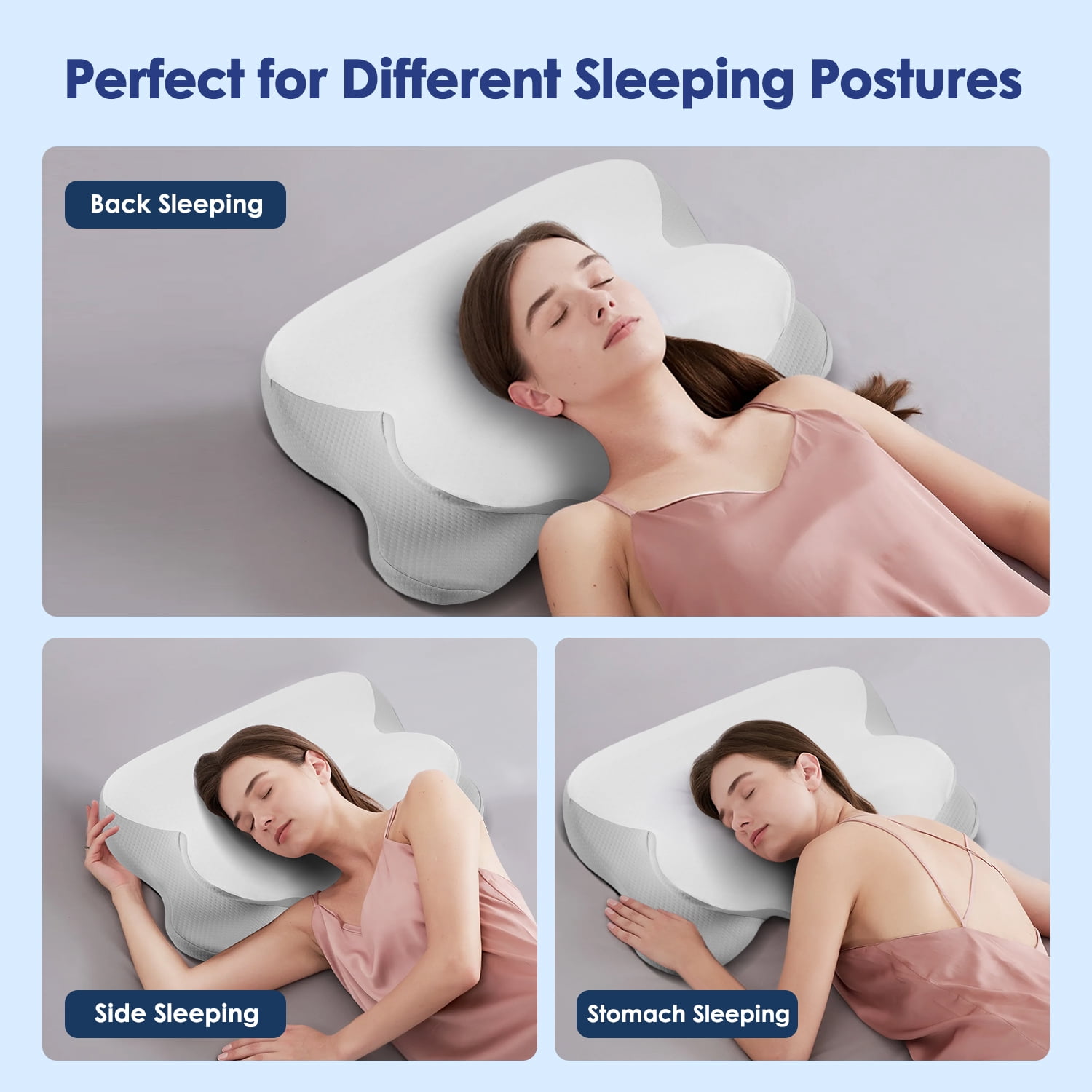 KAIPARA Cervical Neck Pillow for Pain Relief, Orthopedic Bed Pillows for Sleeping, Contour Memory Foam Pillow for Side Back Stomach Sleepers, Cooling Neck Support Pillow