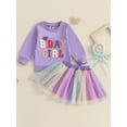 thumbnail image 3 of Toddler Baby Girl Birthday Outfits 1-10 Years Birthday Girl Letter Embroidery Sweatshirt Tops + Tutu Tulle Skirt Dress Birthday Clothes, 3 of 8