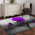 thumbnail image 3 of Area Rug for Living Room, Purple Rose Non-Slip Indoor Large Carpet for Bedroom/Dining Room, Raindrops Floral Butterfly Abstract Grey Art Washable Low-Profile Rectangle Floor Runner Rugs - 4 x 6 Ft, 3 of 8
