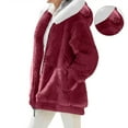 thumbnail image 5 of iHPH7 Womens Fleece Jacket Winter Jackets for Women Sherpa Fleece Jacket Women Fluffy Jacket Womens Winter Clothes Hooded Jacket Women Casual Zip Up Fleece Hoodies Wine XXL, 5 of 9