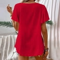 thumbnail image 3 of Felirenzacia Women's Boho Floral Embroidered Blouse Square Neck Flutter Sleeve Crinkle Blouse, Tunic Summer Pullover Tops Red,L, 3 of 9