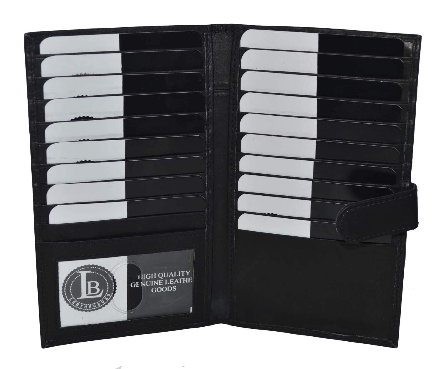 Durable Black Leather Mens Checkbook / Checkbooks for Men / Bifold