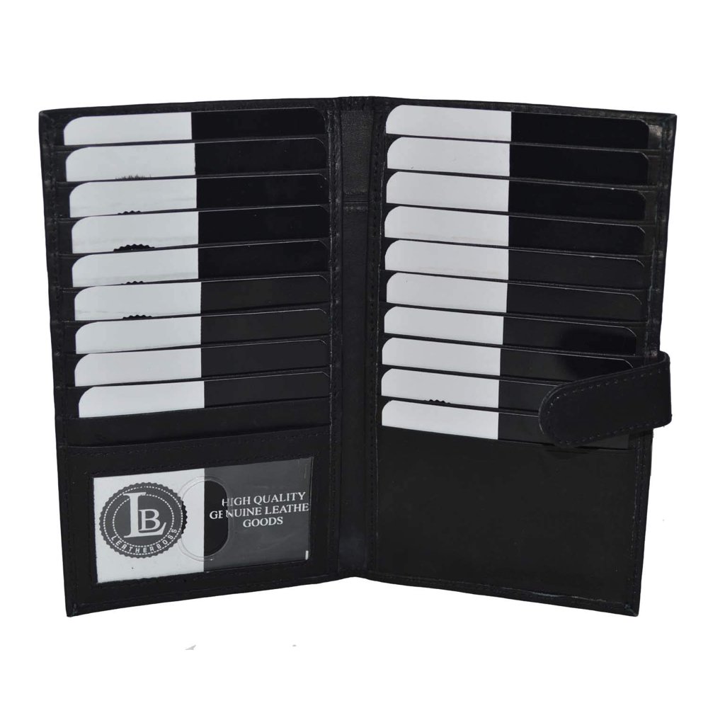 Durable Black Leather Mens Checkbook / Checkbooks for Men / Bifold